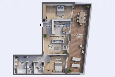 Eladó új építésű téglalakás, Budapest, VIII. kerület 3 szoba 72 m² 154.11 M Ft