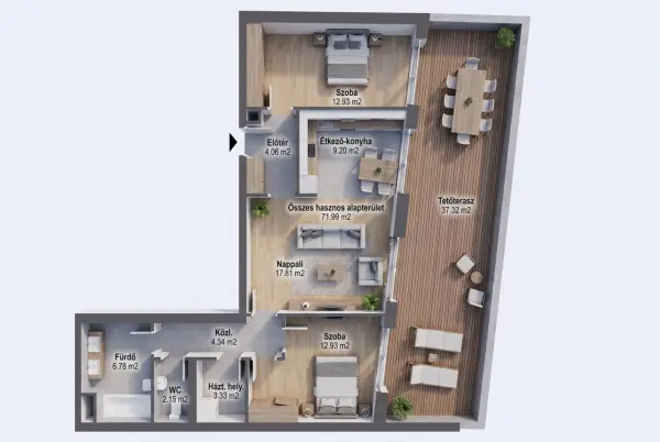 Eladó új építésű téglalakás, Budapest, VIII. kerület 3 szoba 72 m² 154.11 M Ft