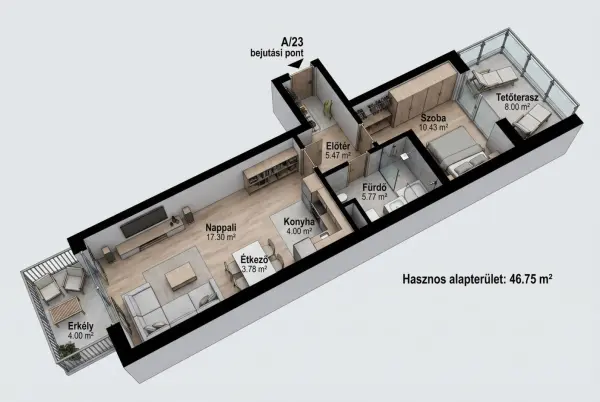 Eladó új építésű téglalakás, Budapest, VIII. kerület 2 szoba 47 m² 94.95 M Ft