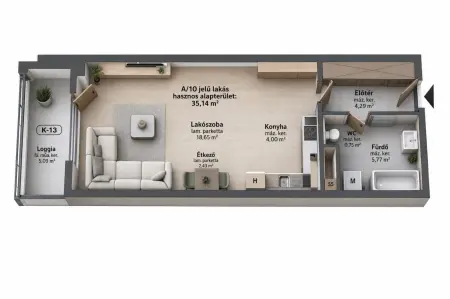 Eladó új építésű téglalakás, Budapest, VIII. kerület 1 szoba 35 m² 67.83 M Ft